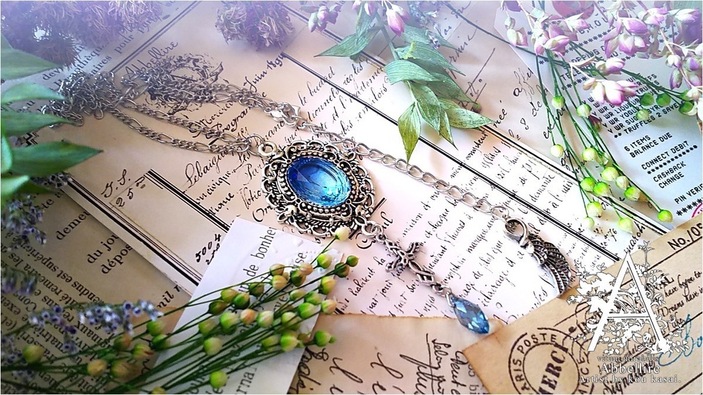 2トーンガラスのクロス-サファイア×アクア-(シルバー)