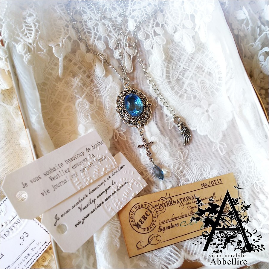 2トーンガラスのクロス-サファイア×アクア-(シルバー)