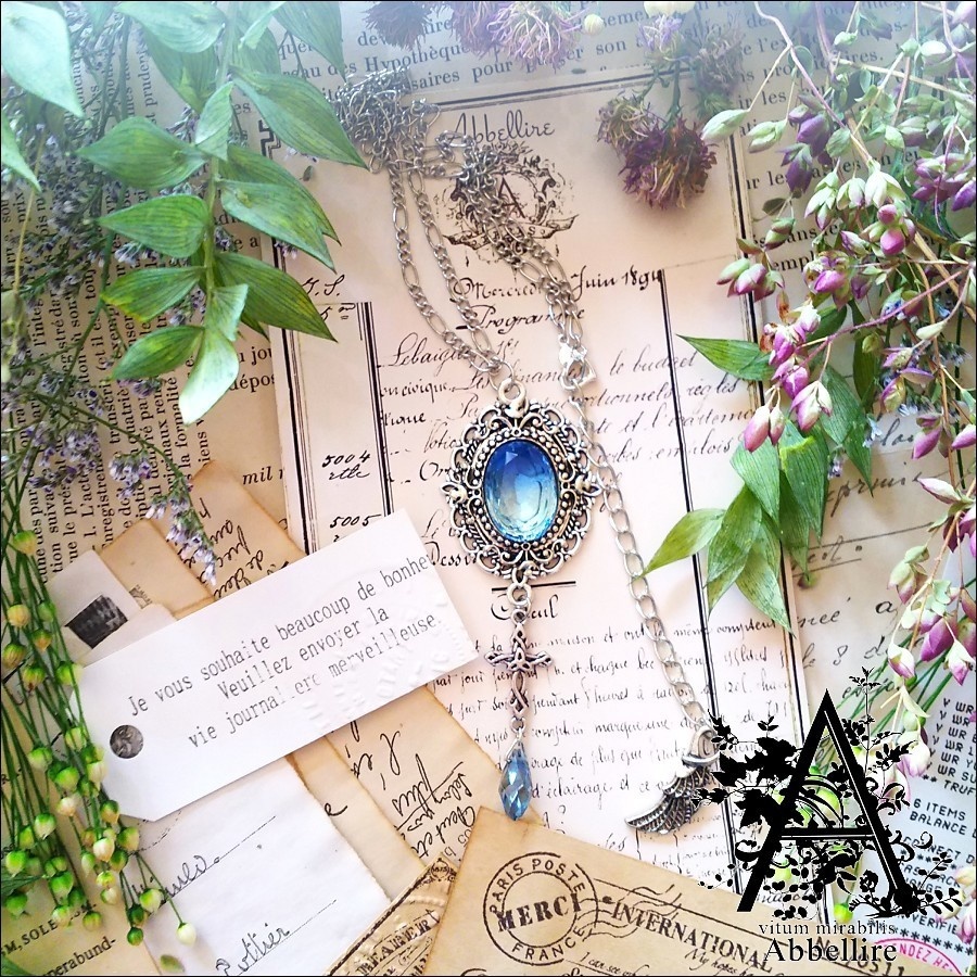 2トーンガラスのクロス-サファイア×アクア-(シルバー)