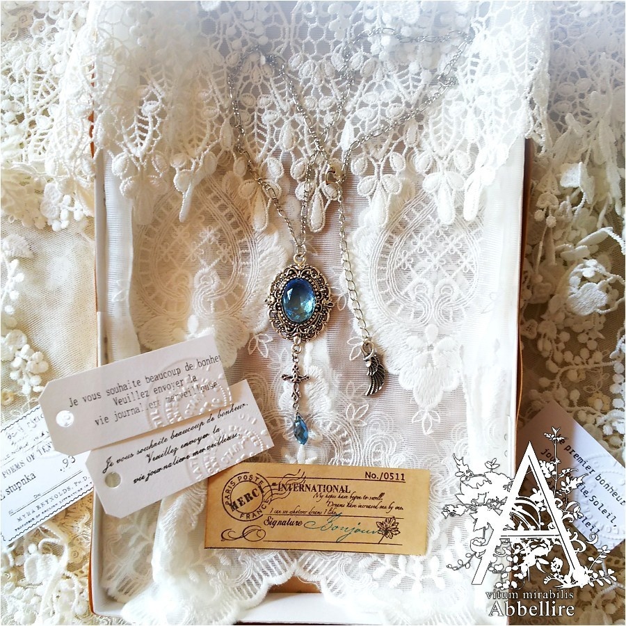 2トーンガラスのクロス-サファイア×アクア-(シルバー)