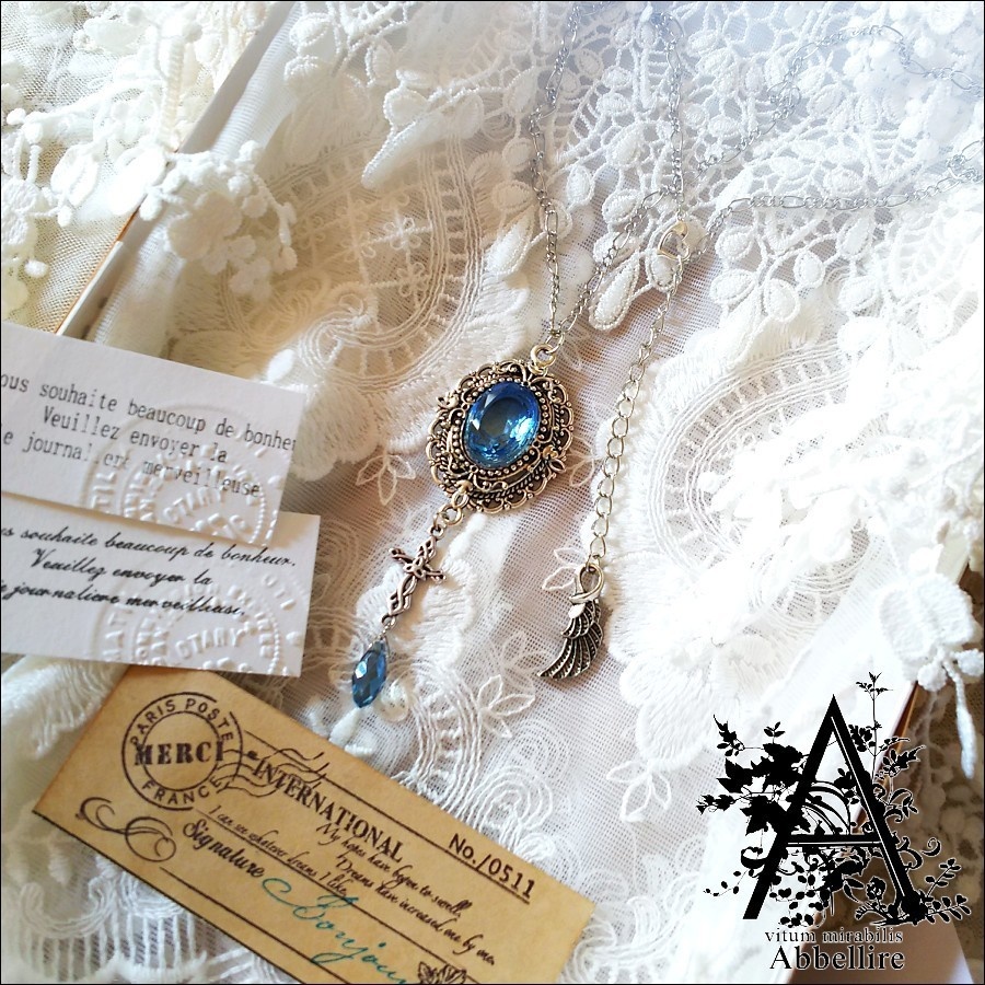 2トーンガラスのクロス-サファイア×アクア-(シルバー)