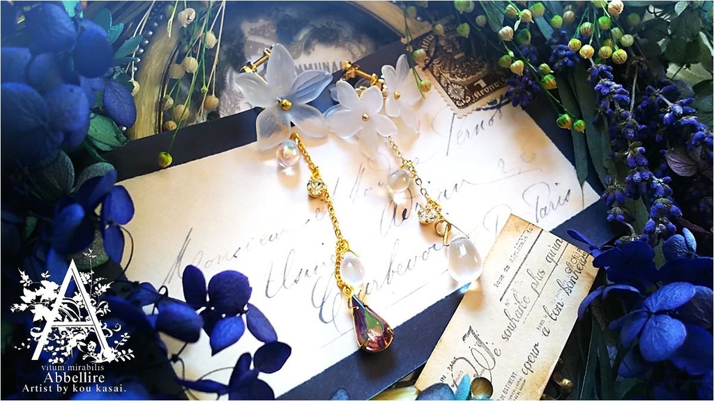 夕暮れのネックレス&花雫イヤリング-Vintage-