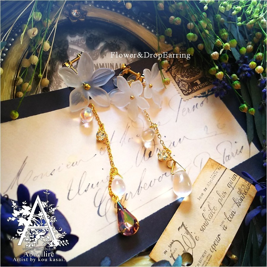 夕暮れのネックレス&花雫イヤリング-Vintage-