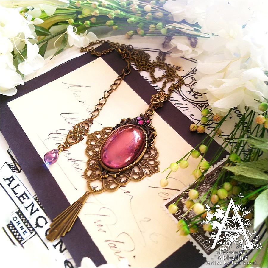 艶やかなアメジストの金古美ネックレス-Vintage-