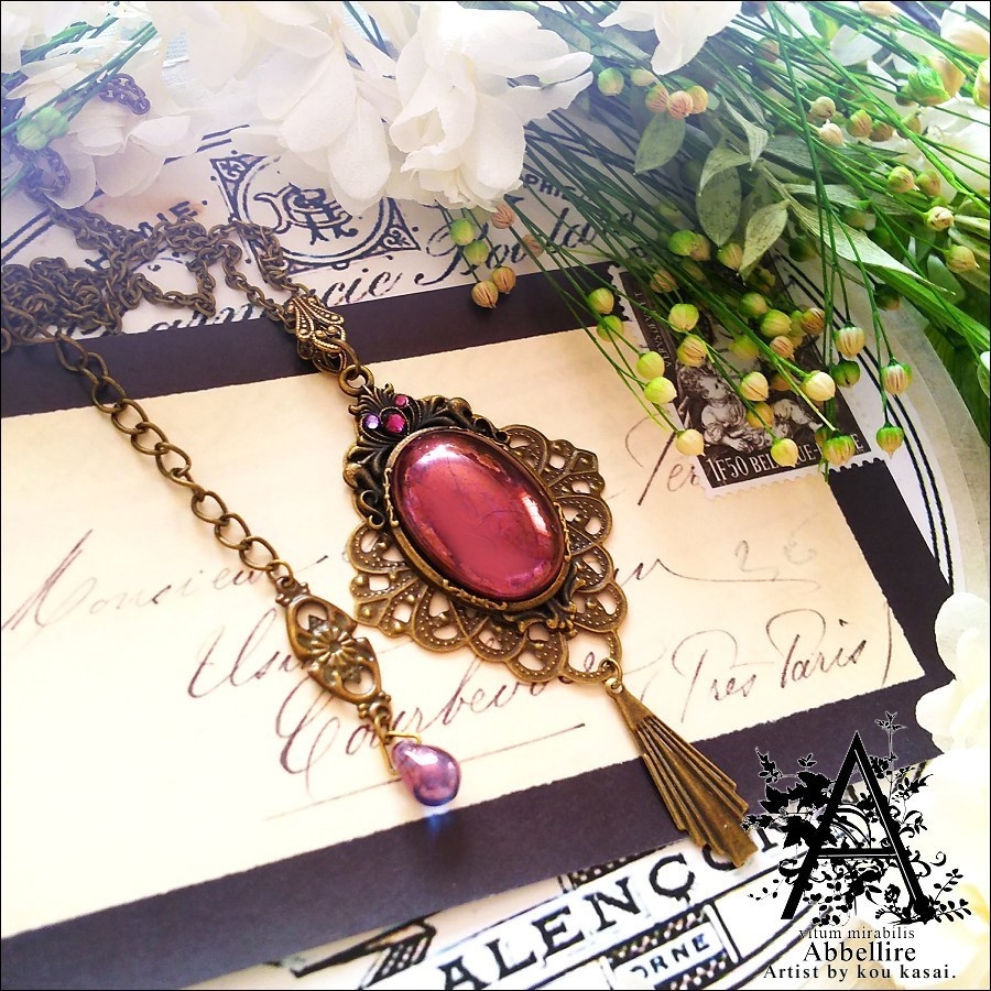 艶やかなアメジストの金古美ネックレス-Vintage-