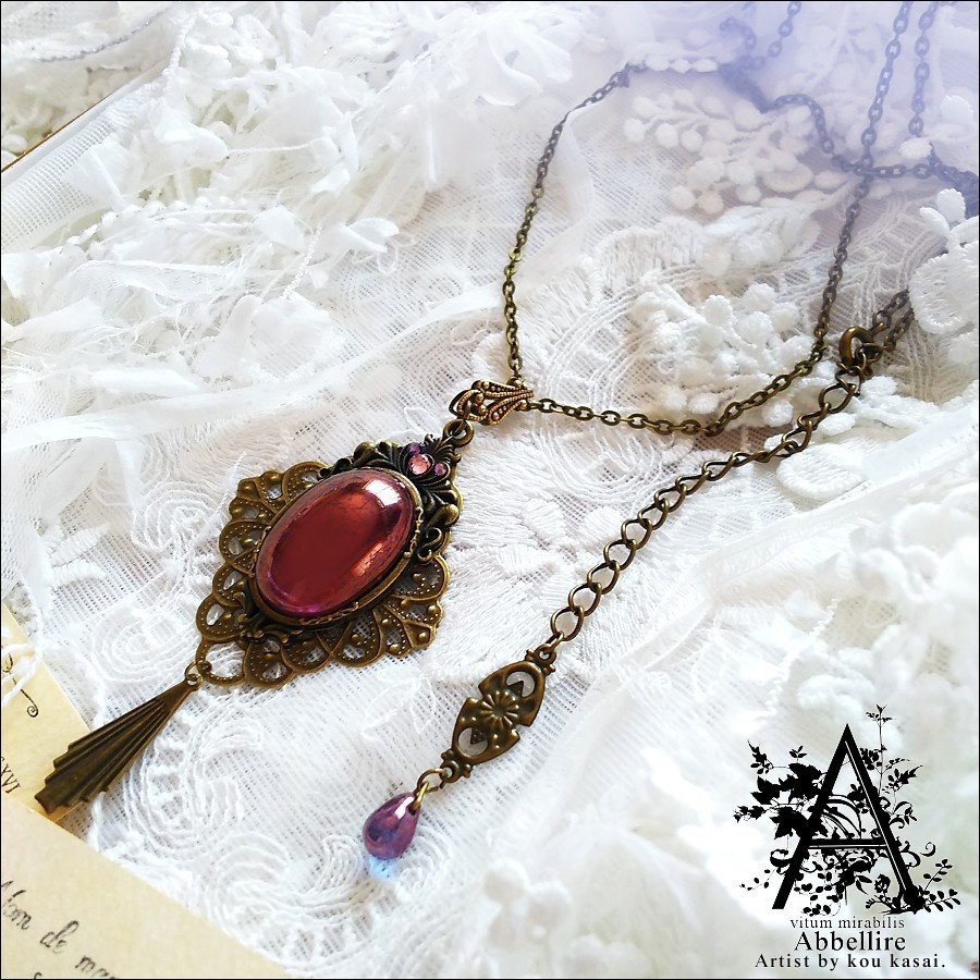 艶やかなアメジストの金古美ネックレス-Vintage-