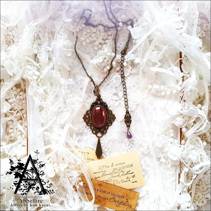 艶やかなアメジストの金古美ネックレス-Vintage-