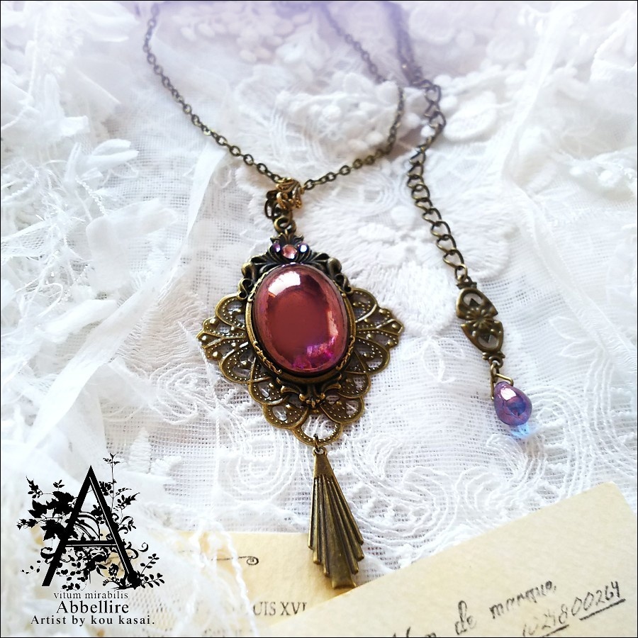 艶やかなアメジストの金古美ネックレス-Vintage-