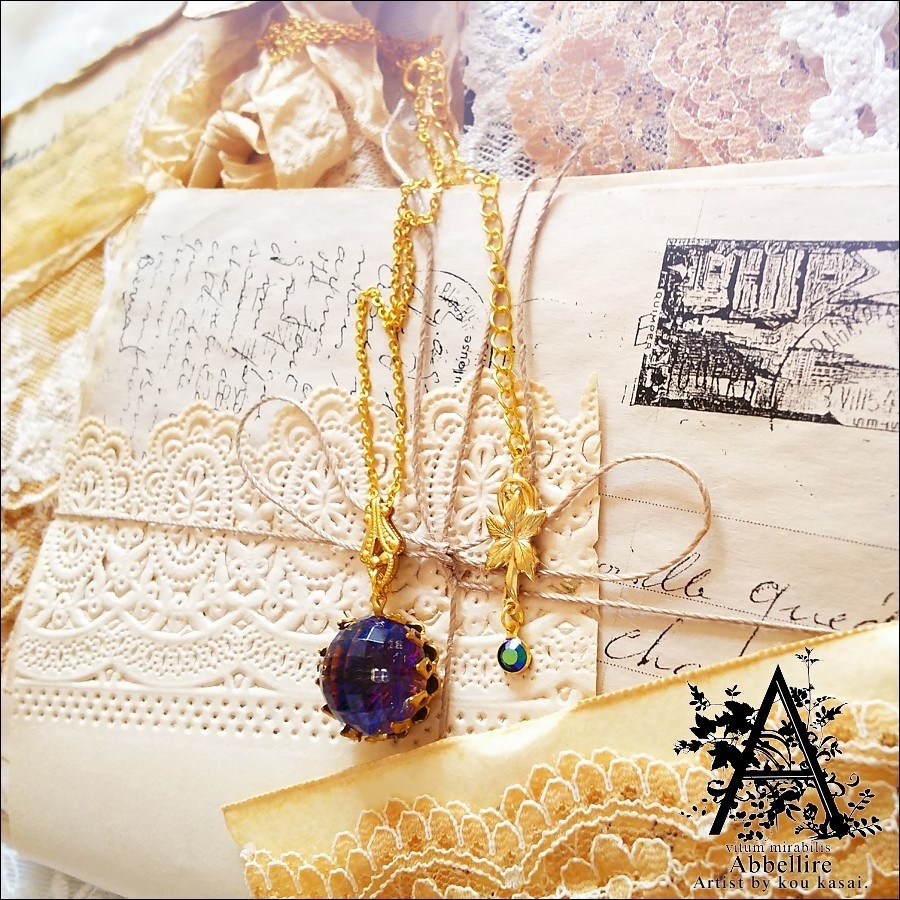 ヘリオトロープのネックレス-Vintage-