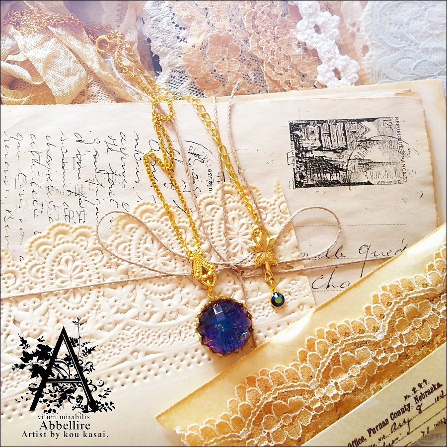 ヘリオトロープのネックレス-Vintage-