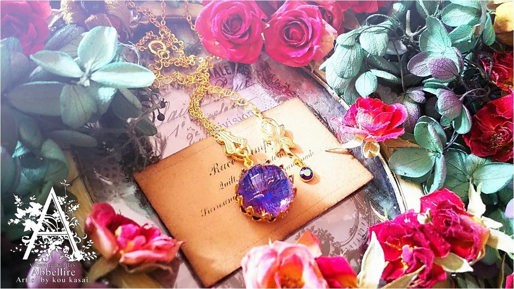 ヘリオトロープのネックレス-Vintage-