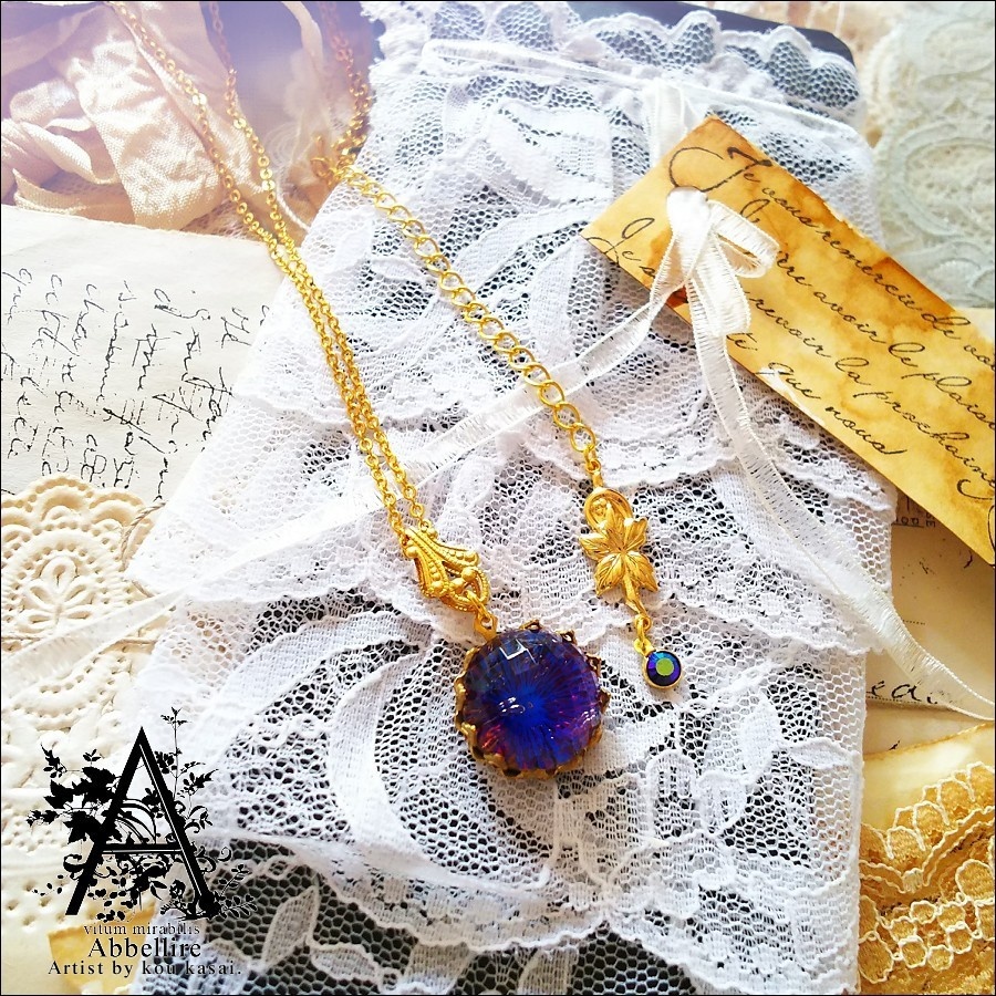 ヘリオトロープのネックレス-Vintage-