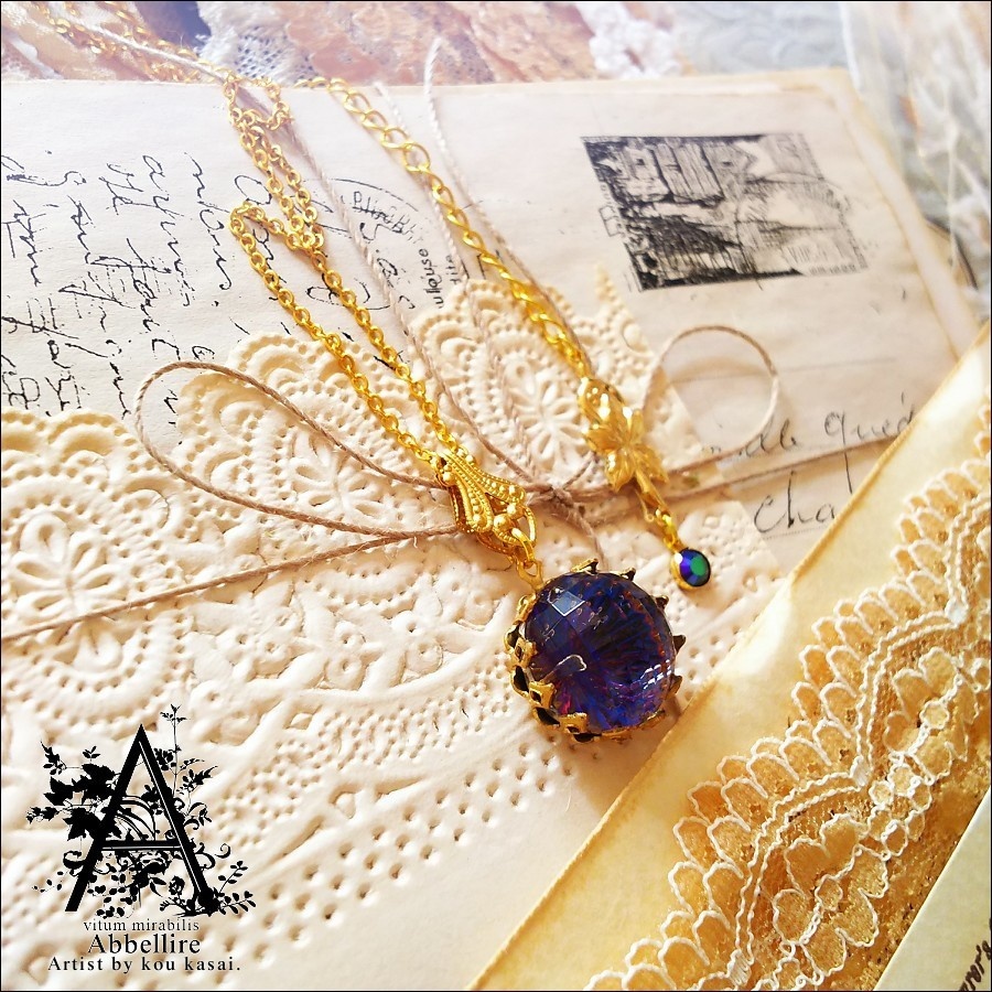 ヘリオトロープのネックレス-Vintage-