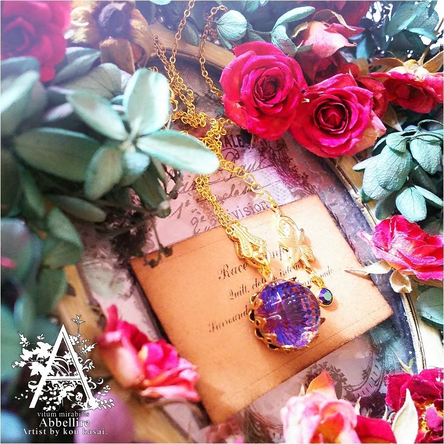 ヘリオトロープのネックレス-Vintage-