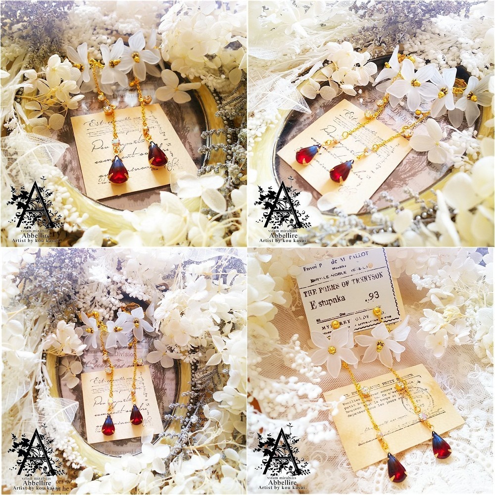 煌めきのイヤリング&銀河空に零れる虹色の雫ネックレスセットA