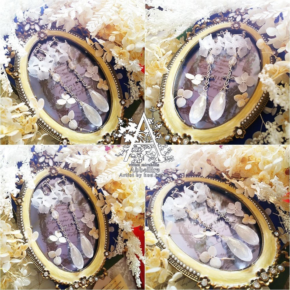 煌めきのイヤリング&銀河空に零れる虹色の雫ネックレスセットB