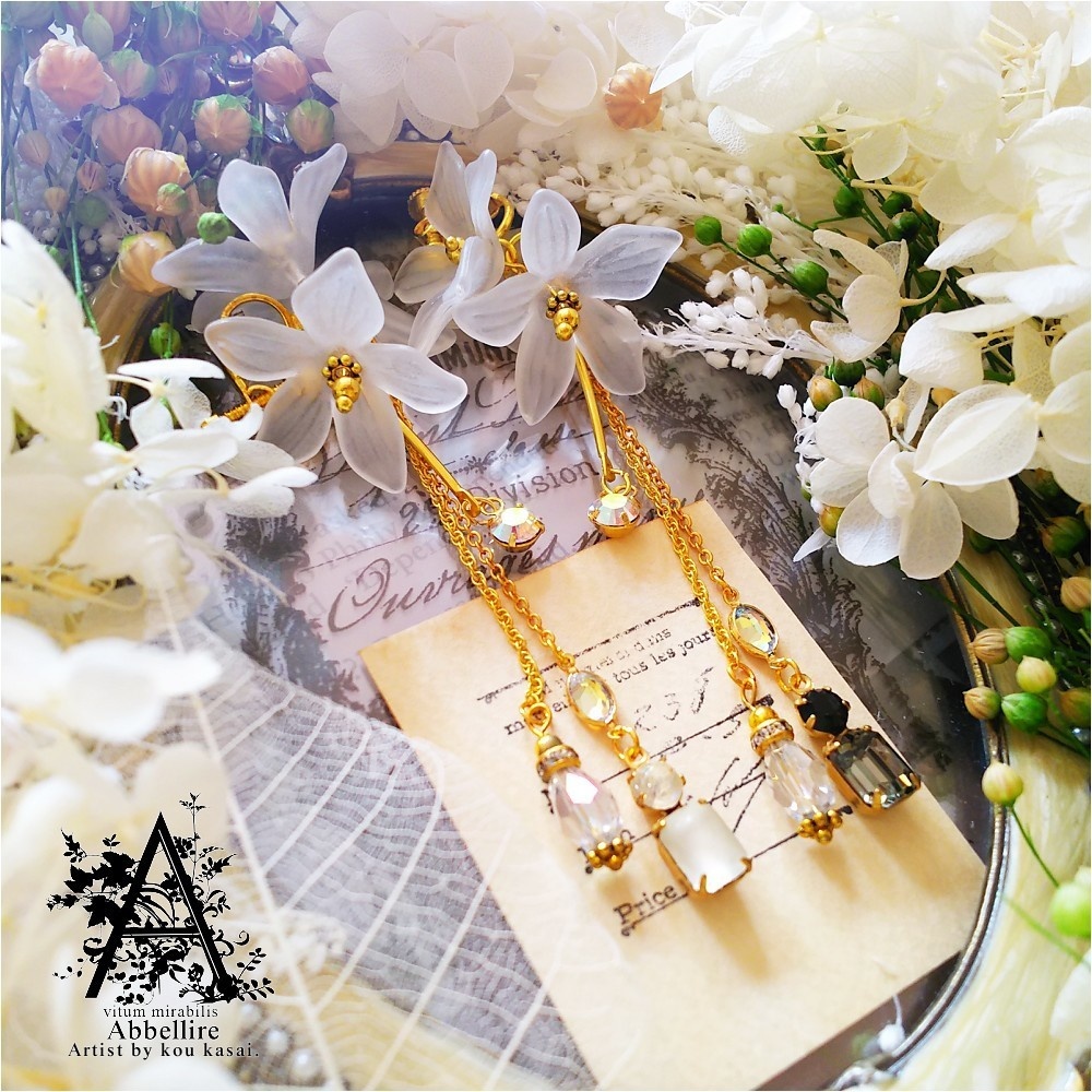 煌めきのイヤリング&銀河空に零れる虹色の雫ネックレスセットC