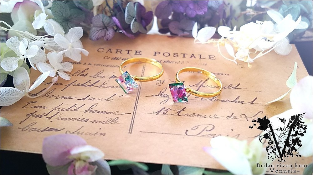 【再販】*アイリスのスクエア型リング-Vintage-*