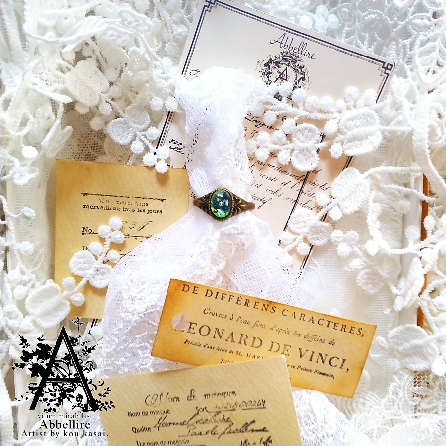 【再販】グリーンオパールのヴィンテージリング