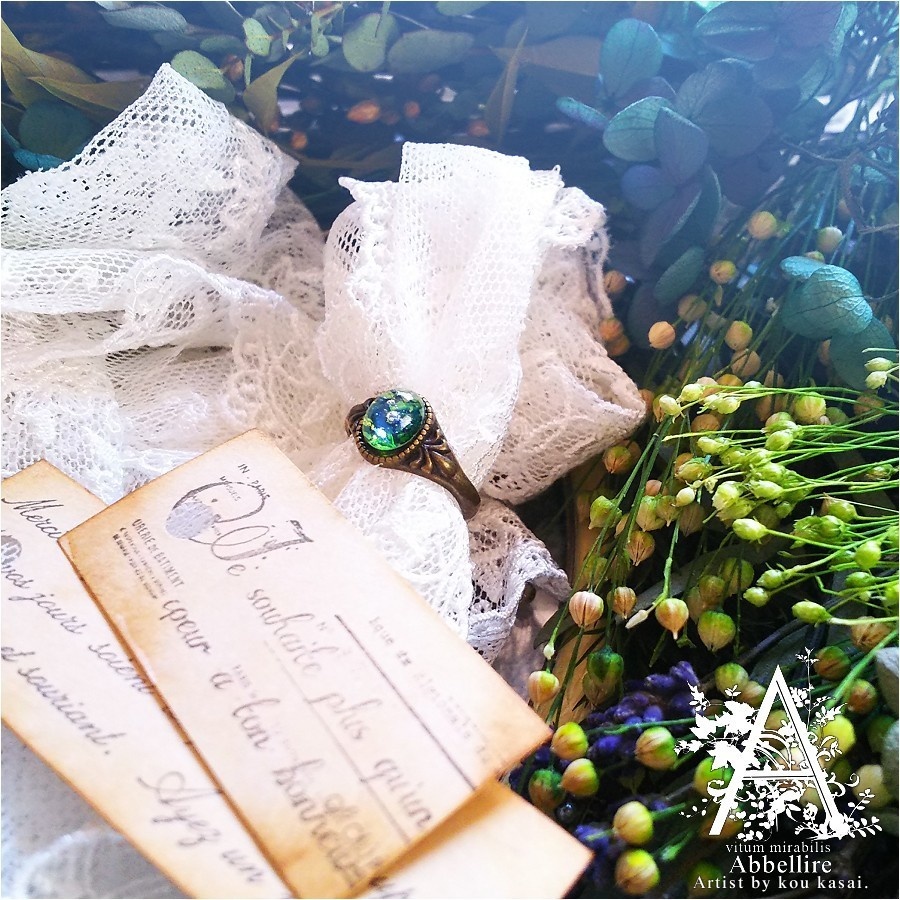 【再販】グリーンオパールのヴィンテージリング