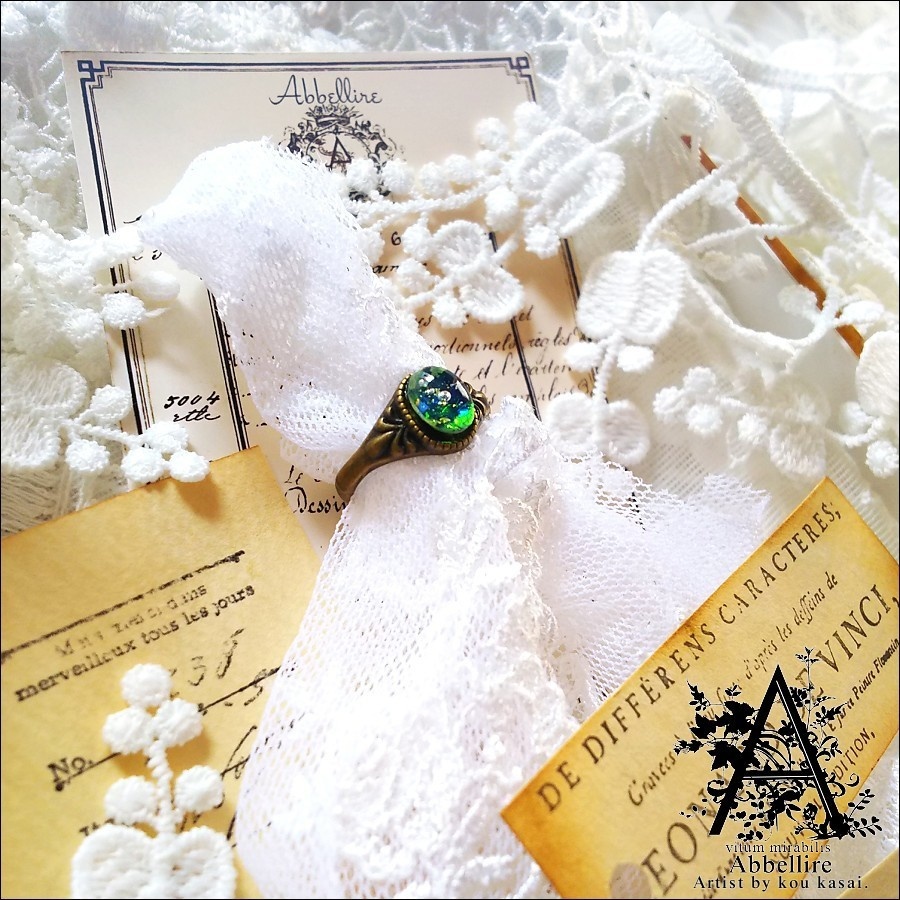 【再販】グリーンオパールのヴィンテージリング