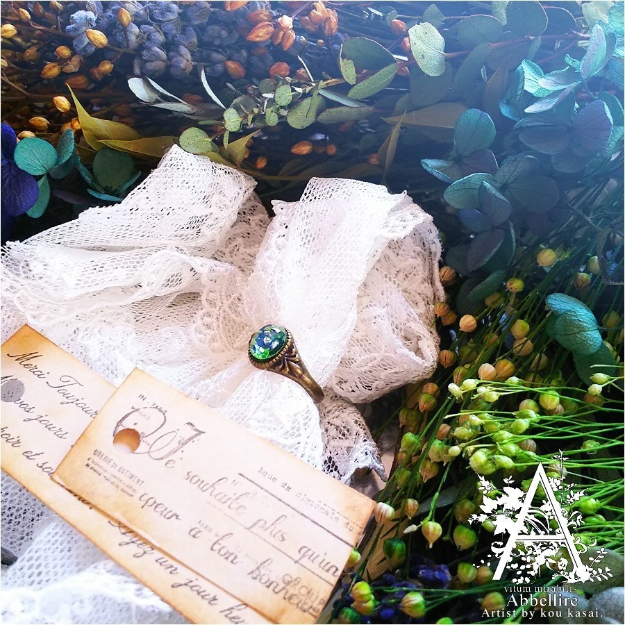 【再販】グリーンオパールのヴィンテージリング