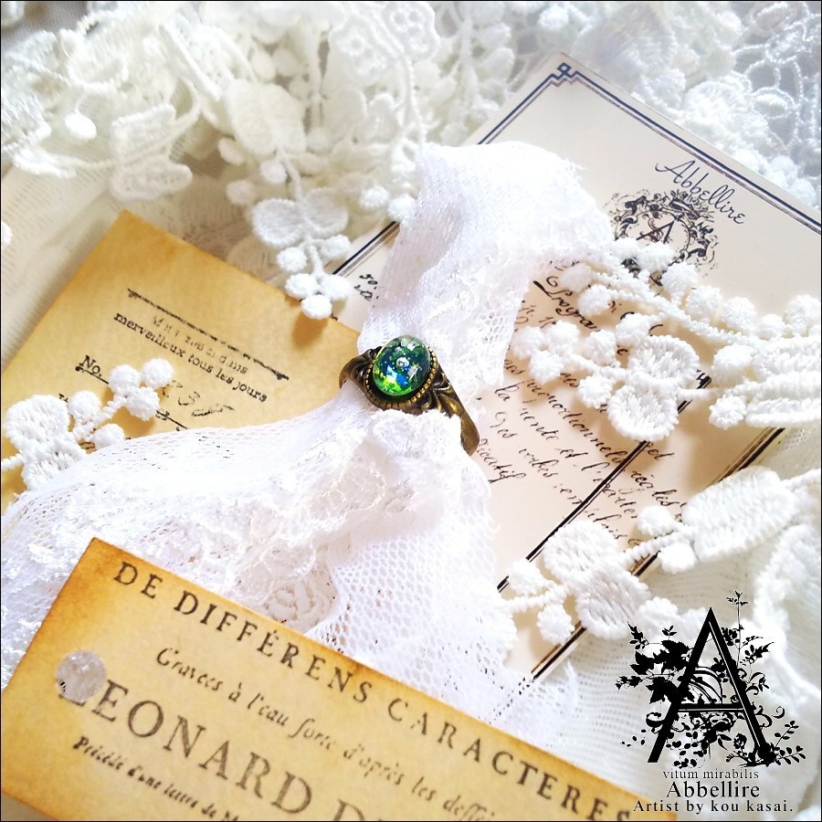 【再販】グリーンオパールのヴィンテージリング