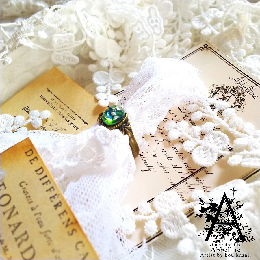 【再販】グリーンオパールのヴィンテージリング