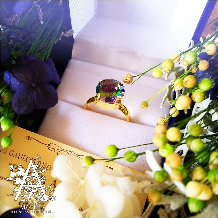 ミスティックガラスのリングネックレス