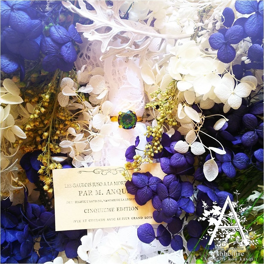 ミスティックガラスのリングネックレス