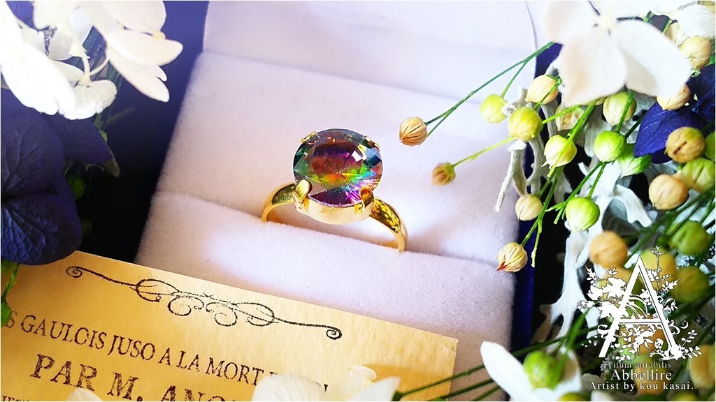 ミスティックガラスのリングネックレス