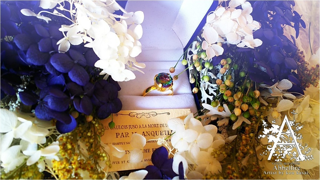 ミスティックガラスのリングネックレス