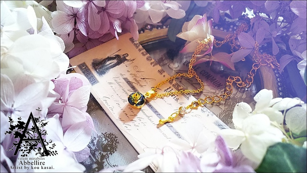 クリスタルサハラのシンプルネックレス-Gold-