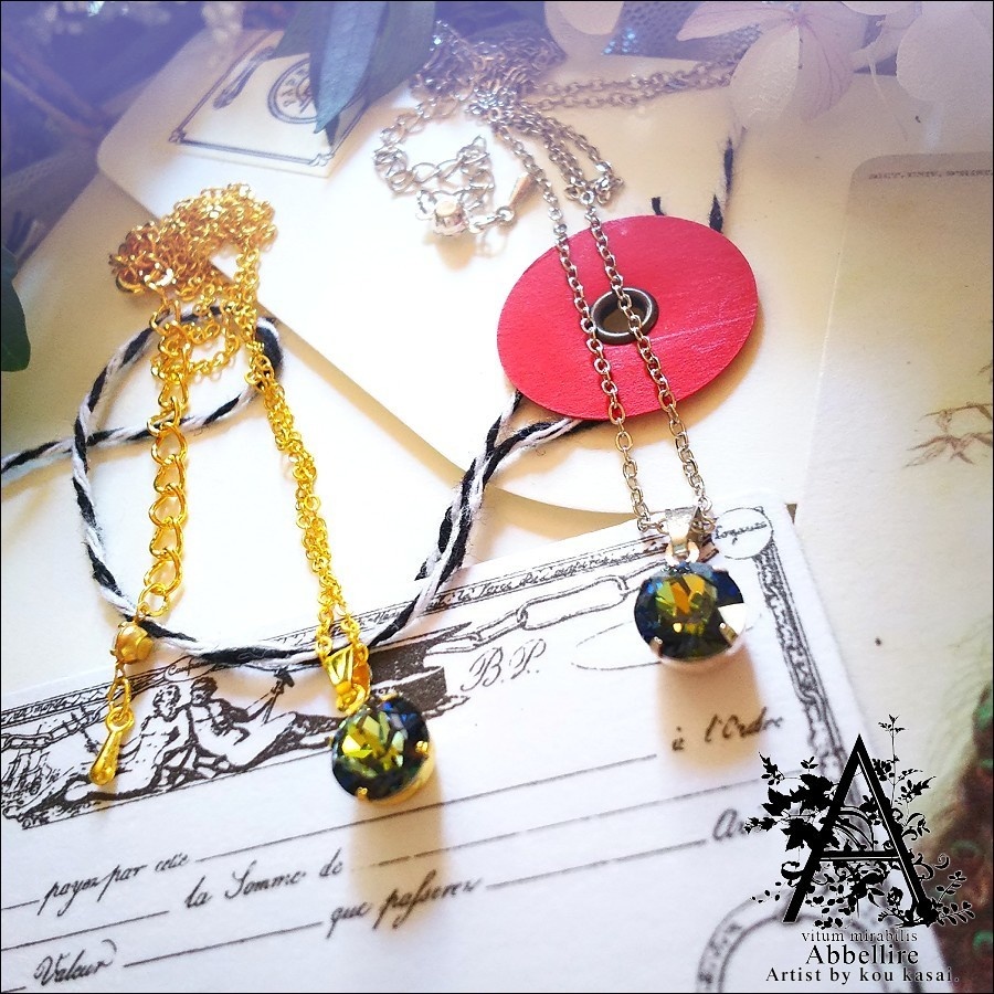 クリスタルサハラのシンプルネックレス-Gold-