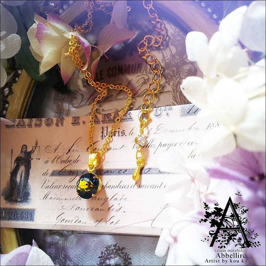 クリスタルサハラのシンプルネックレス-Gold-