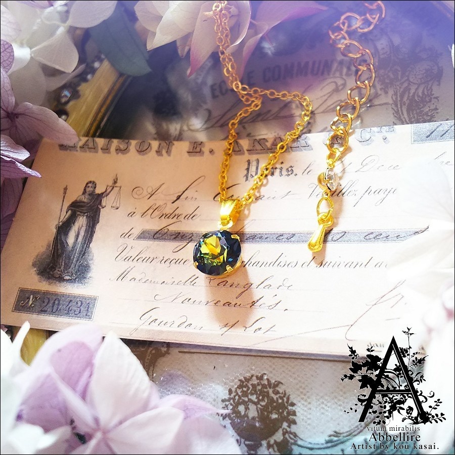 クリスタルサハラのシンプルネックレス-Gold-