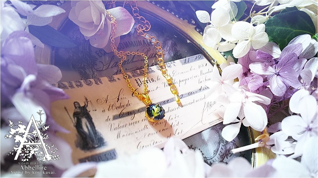 クリスタルサハラのシンプルネックレス-Gold-