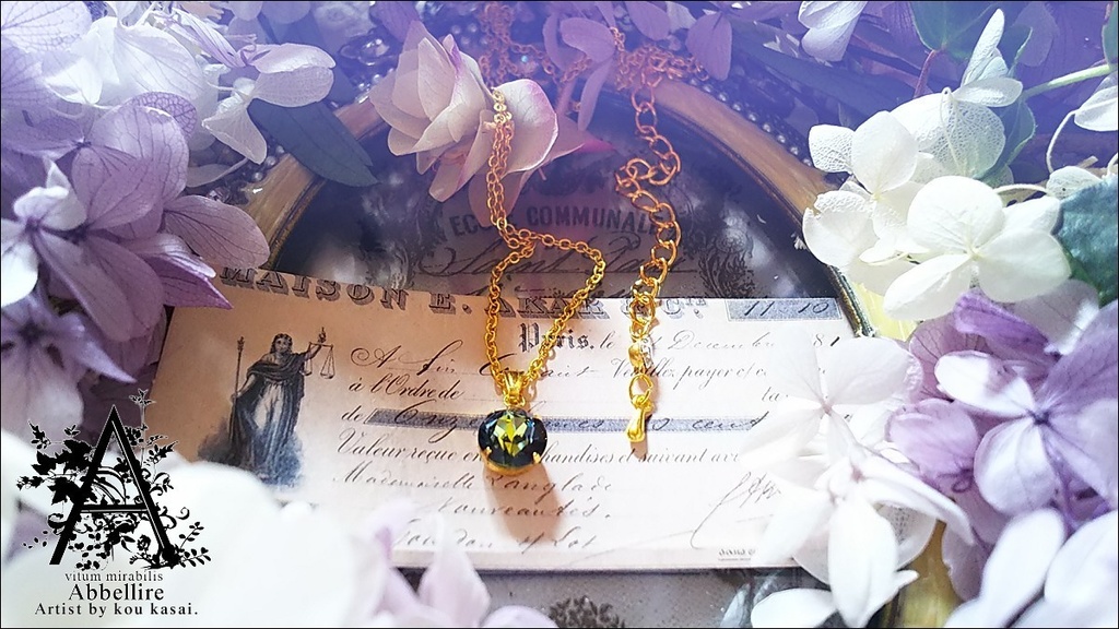 クリスタルサハラのシンプルネックレス-Gold-