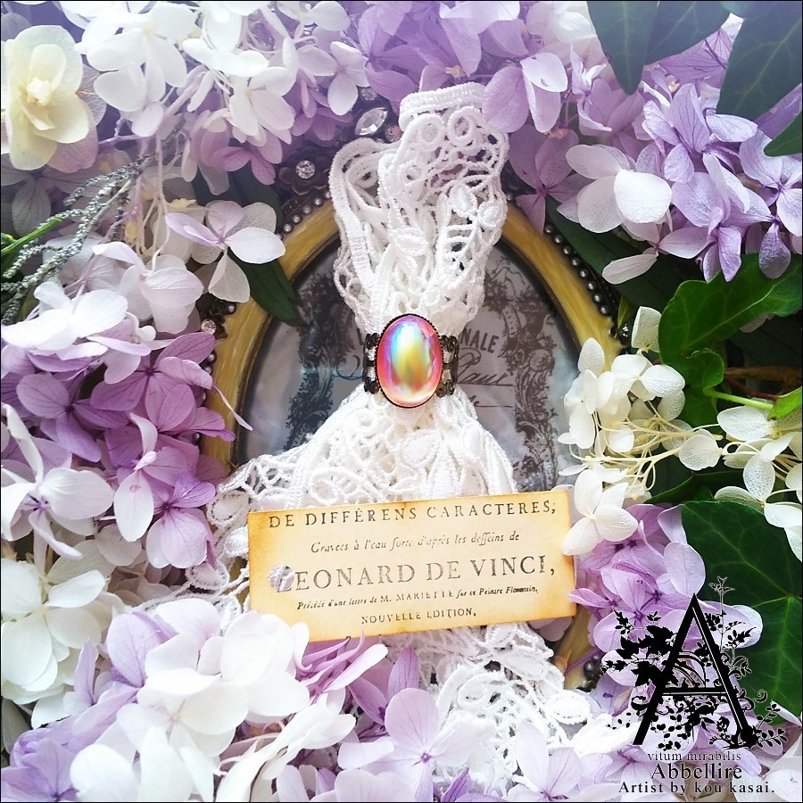 艶やかなローズカラーのリング-oxidized silver-