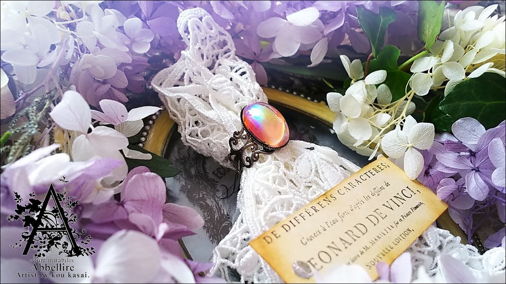 艶やかなローズカラーのリング-oxidized silver-