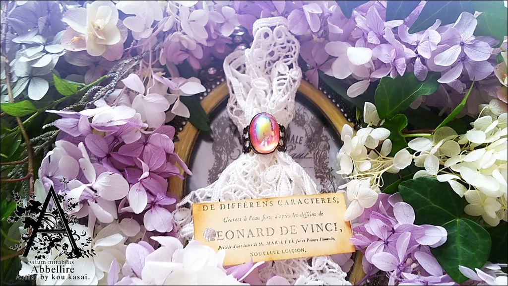 艶やかなローズカラーのリング-oxidized silver-