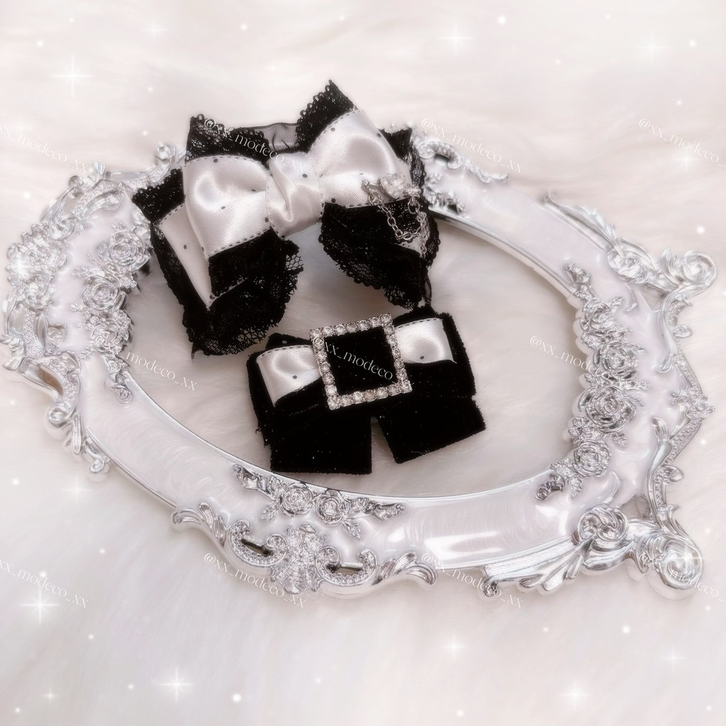 Dot Satin Ribbonカチューシャ×リボンタイセット(10-14cmサイズ)