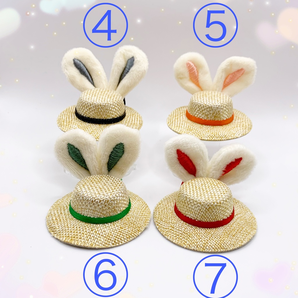 【新色追加】うさ耳麦わら帽子 A