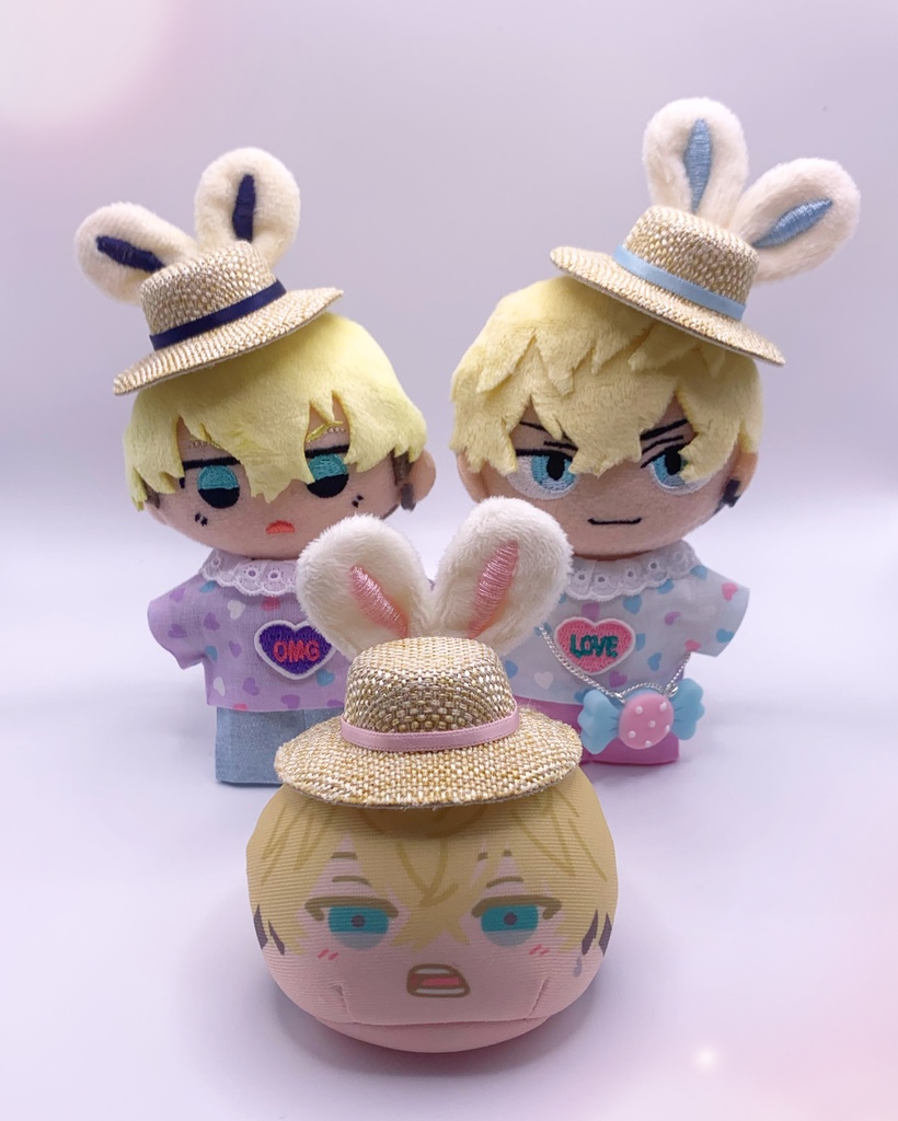 【新色追加】うさ耳麦わら帽子 A