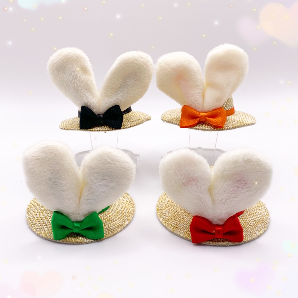 【新色追加】うさ耳麦わら帽子 A