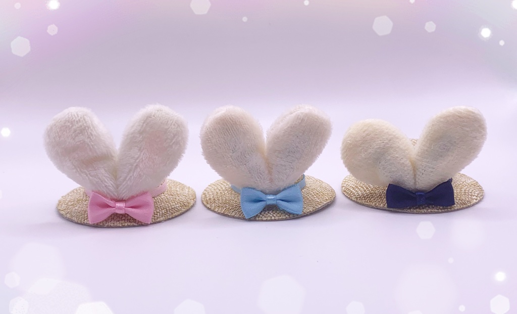 【新色追加】うさ耳麦わら帽子 A