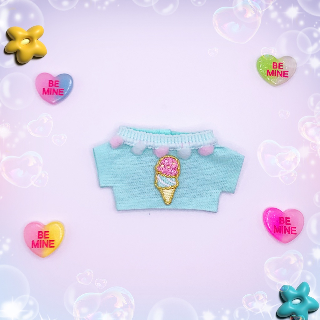 【10〜12㎝】ポンポン襟のアイスクリームトップス🍦