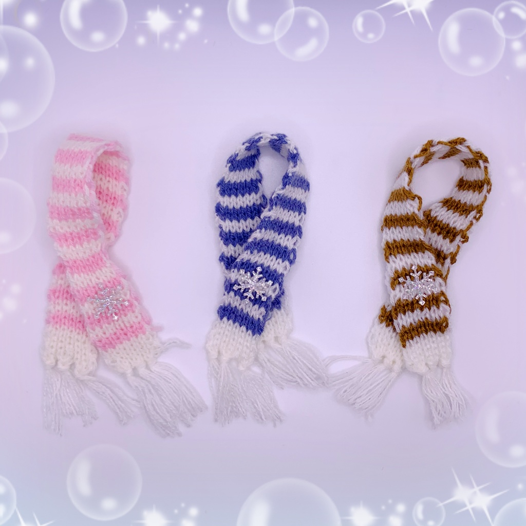 雪の結晶❄️ボーダーニットマフラー