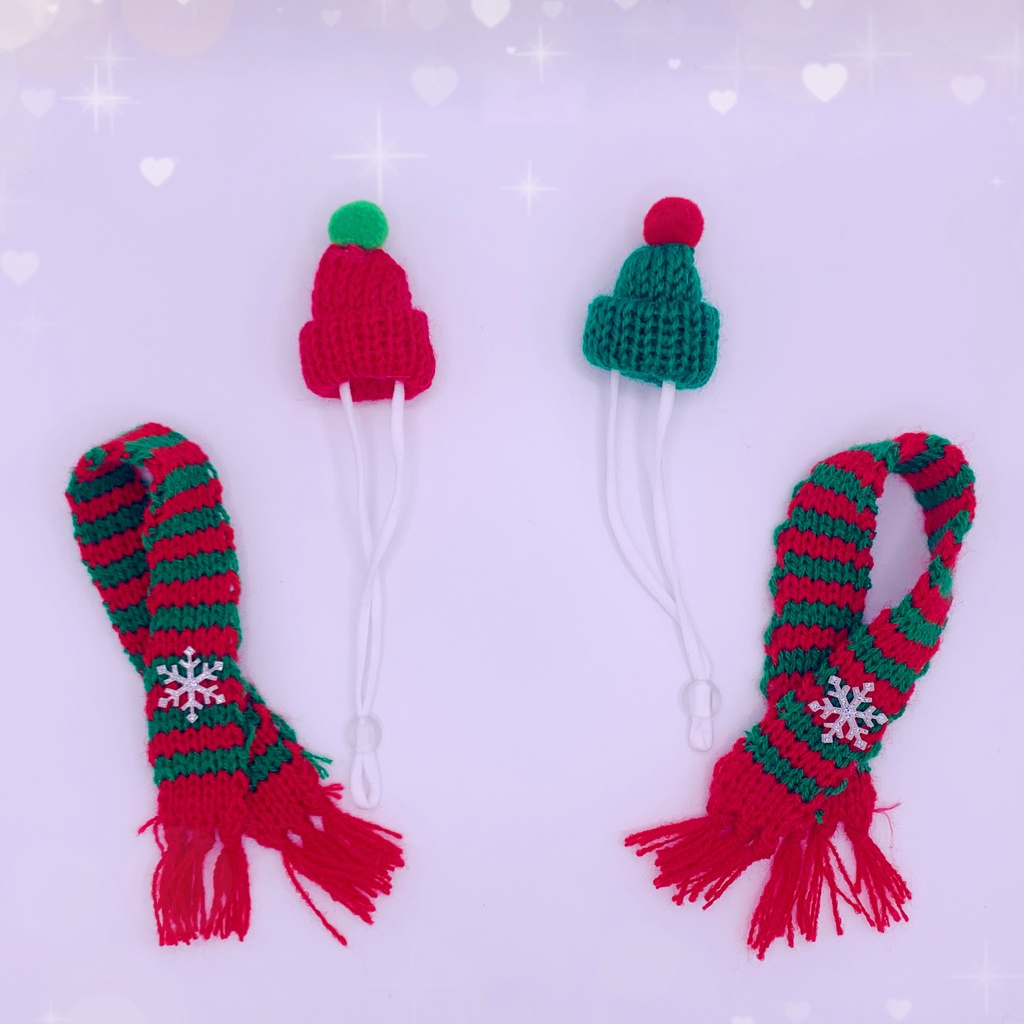 クリスマスカラー ミニニット帽&ニットマフラー