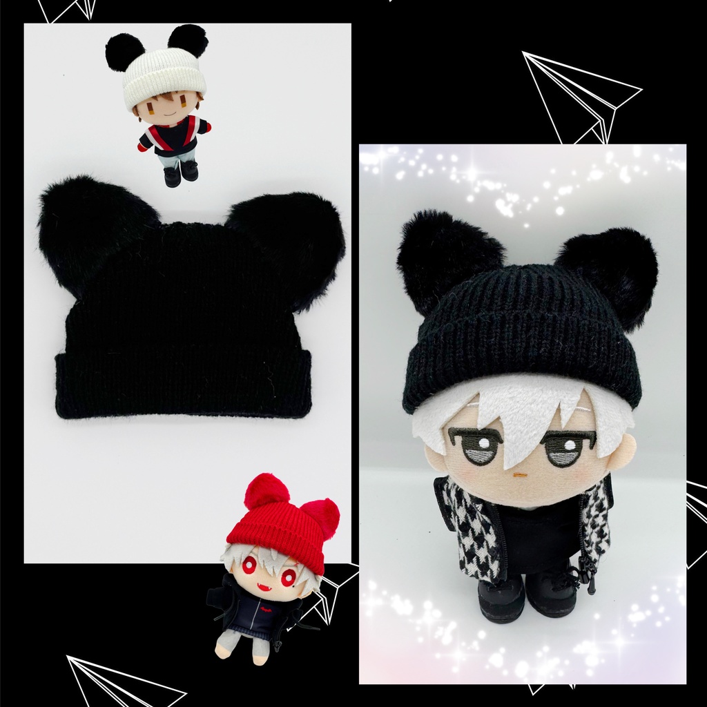 【10〜18㎝】ねこ耳ニット帽🖤ブラック